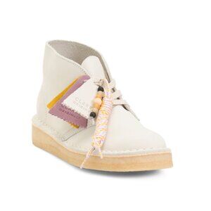 CLARKS White Made In Portugal Suede Desert Coal Comfort Boots
